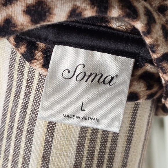 Soma Intimates Women’s Leopard Print Cool Nights Long-Sleeve Sleep Shirt Size L - Picture 4 of 6